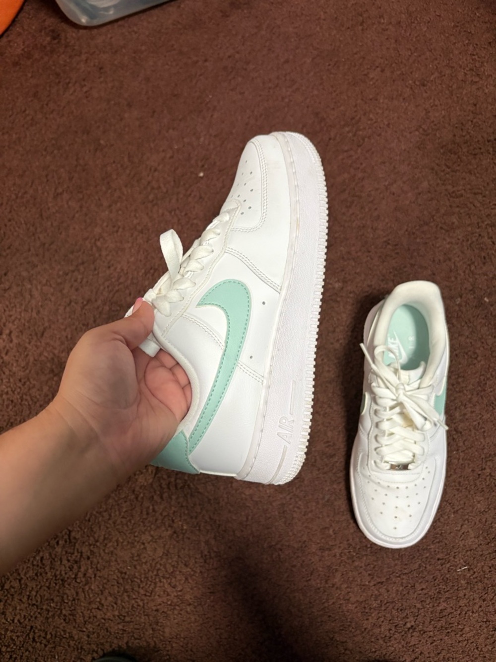 Nike Women’s White Sneakers with Mint Accent - Picture 4 of 6